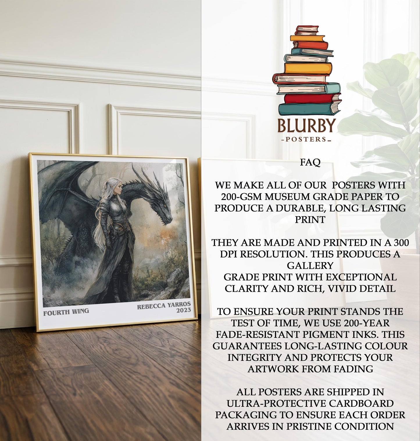 Fourth Wing by Rebecca Yarros | Book Poster | Literary Art Gift For Book Lover | Novel Inspired Wall Art | Free Delivery