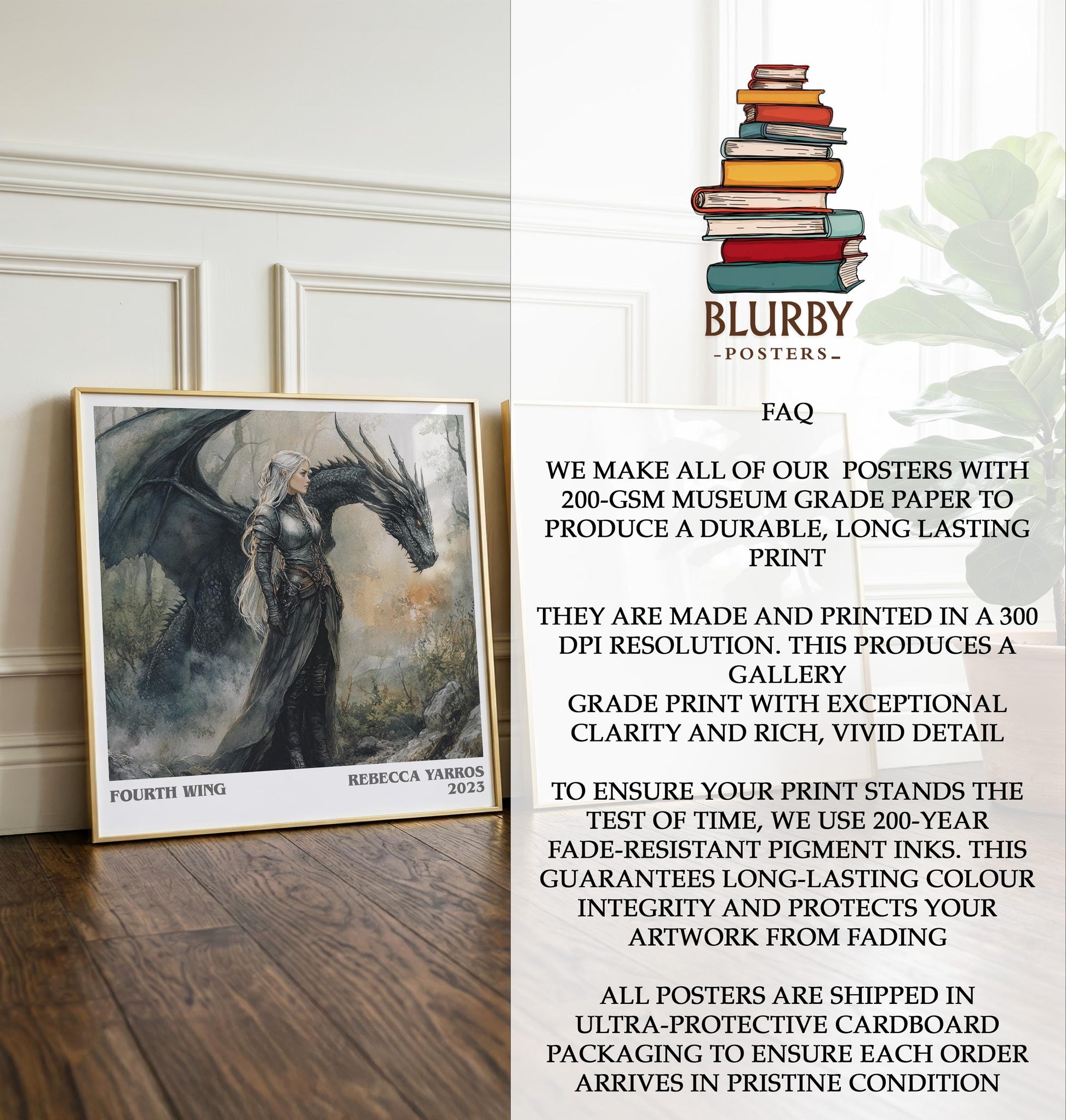 Fourth Wing by Rebecca Yarros | Book Poster | Literary Art Gift For Book Lover | Novel Inspired Wall Art | Free Delivery