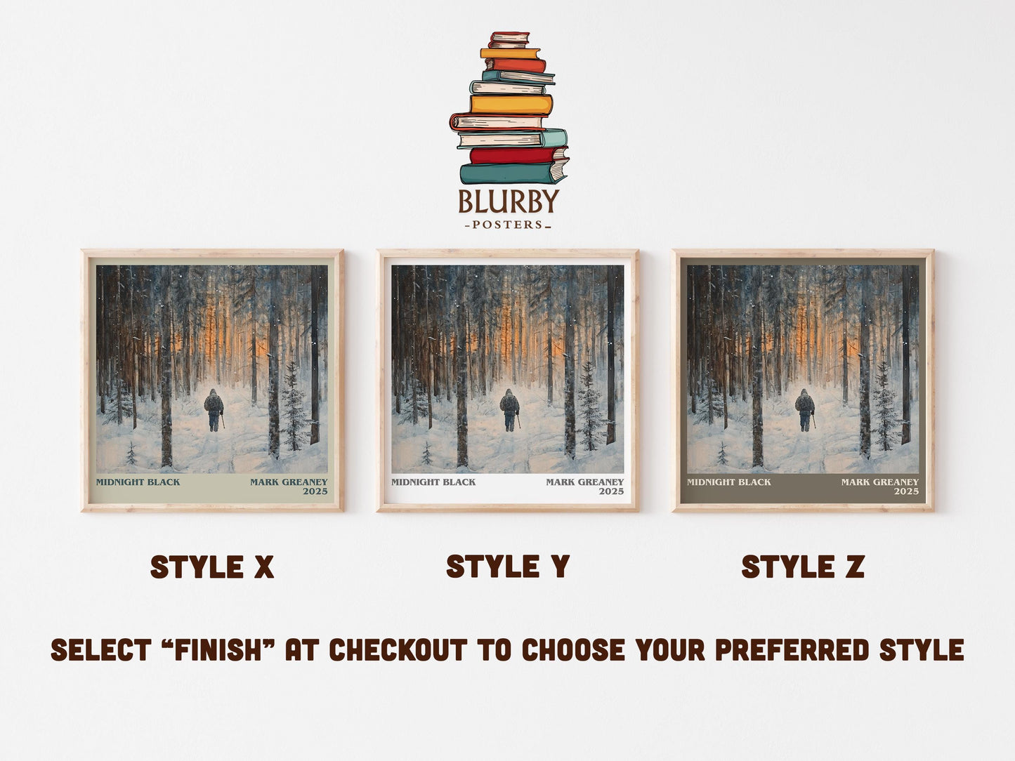 Midnight Black literary art print colour and style options – Mark Greaney book art