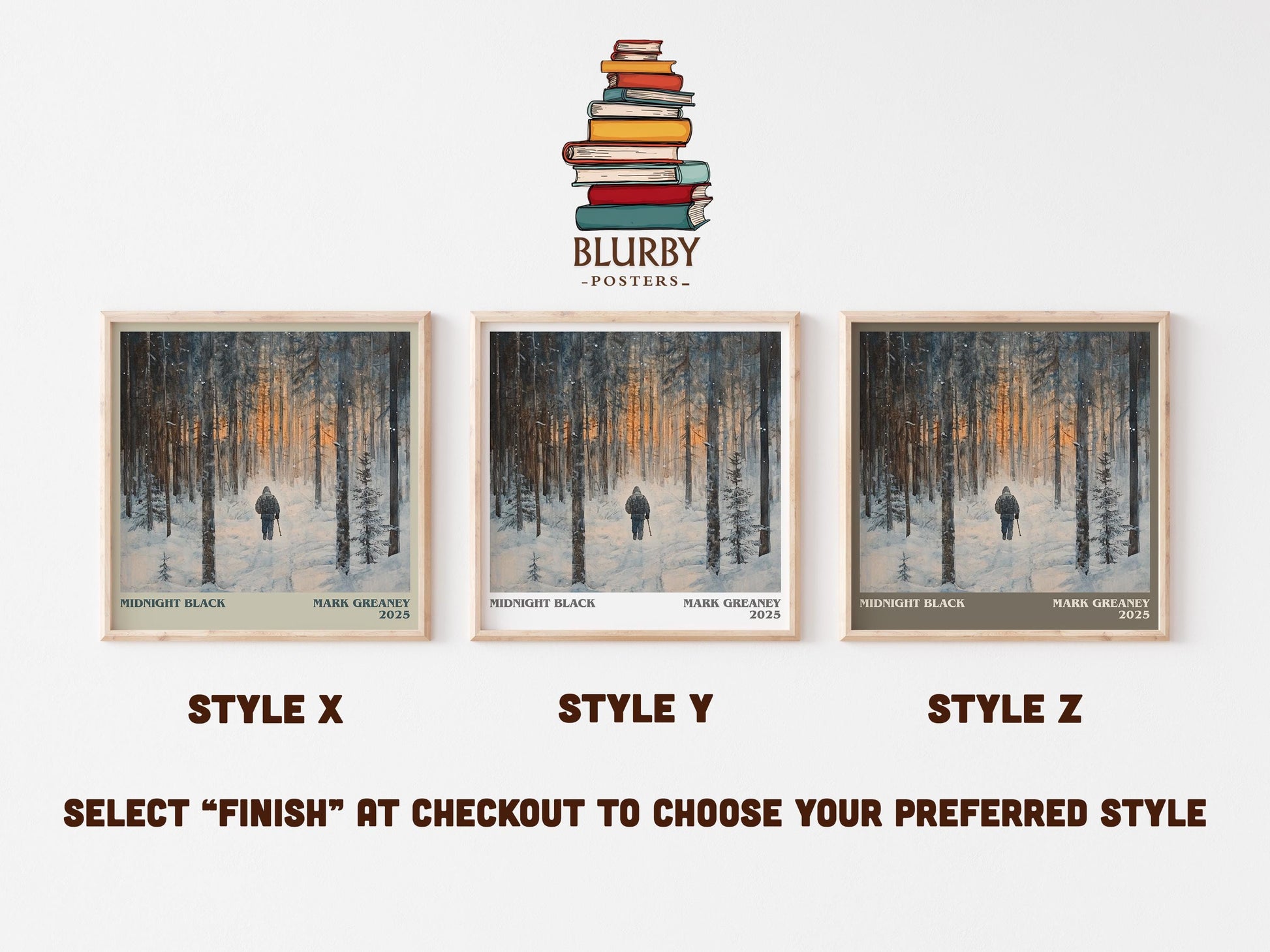 Midnight Black literary art print colour and style options – Mark Greaney book art