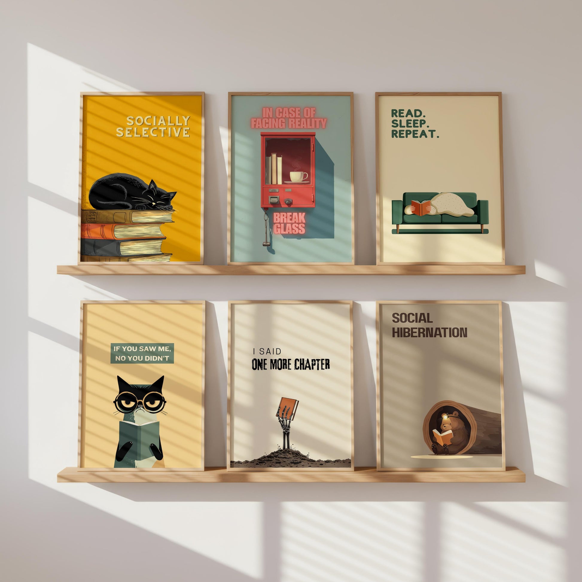 Break Glass In Case of Reality Print | Coffee and Books | Cozy Wall Decor | Book Lover Gift | Nook Poster | Reader Gift | Aesthetic Art - Book Poster Art Print Decor Bookish