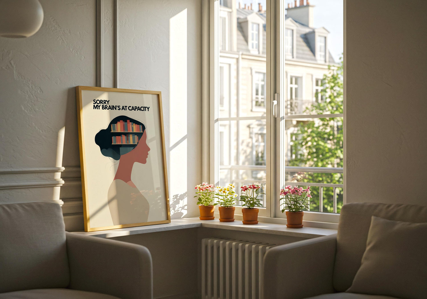 My Brains At Capacity Print | Funny Mental Library | Cozy Wall Decor | Book Lover Gift | Nook Poster | Reader Gift | Aesthetic Room Art - Book Poster Art Print Decor Bookish