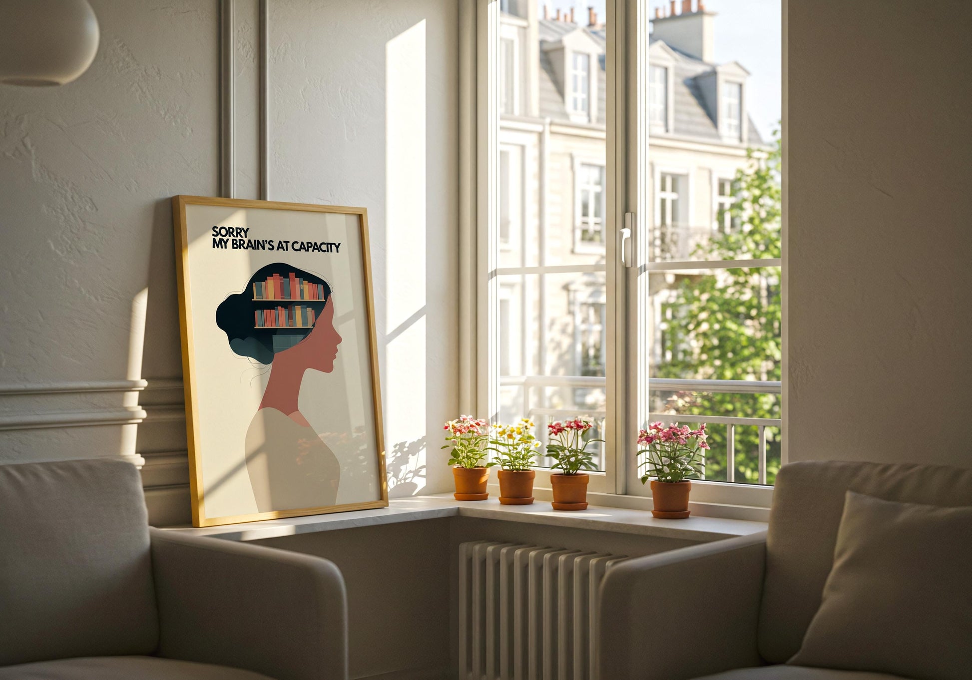 My Brains At Capacity Print | Funny Mental Library | Cozy Wall Decor | Book Lover Gift | Nook Poster | Reader Gift | Aesthetic Room Art - Book Poster Art Print Decor Bookish