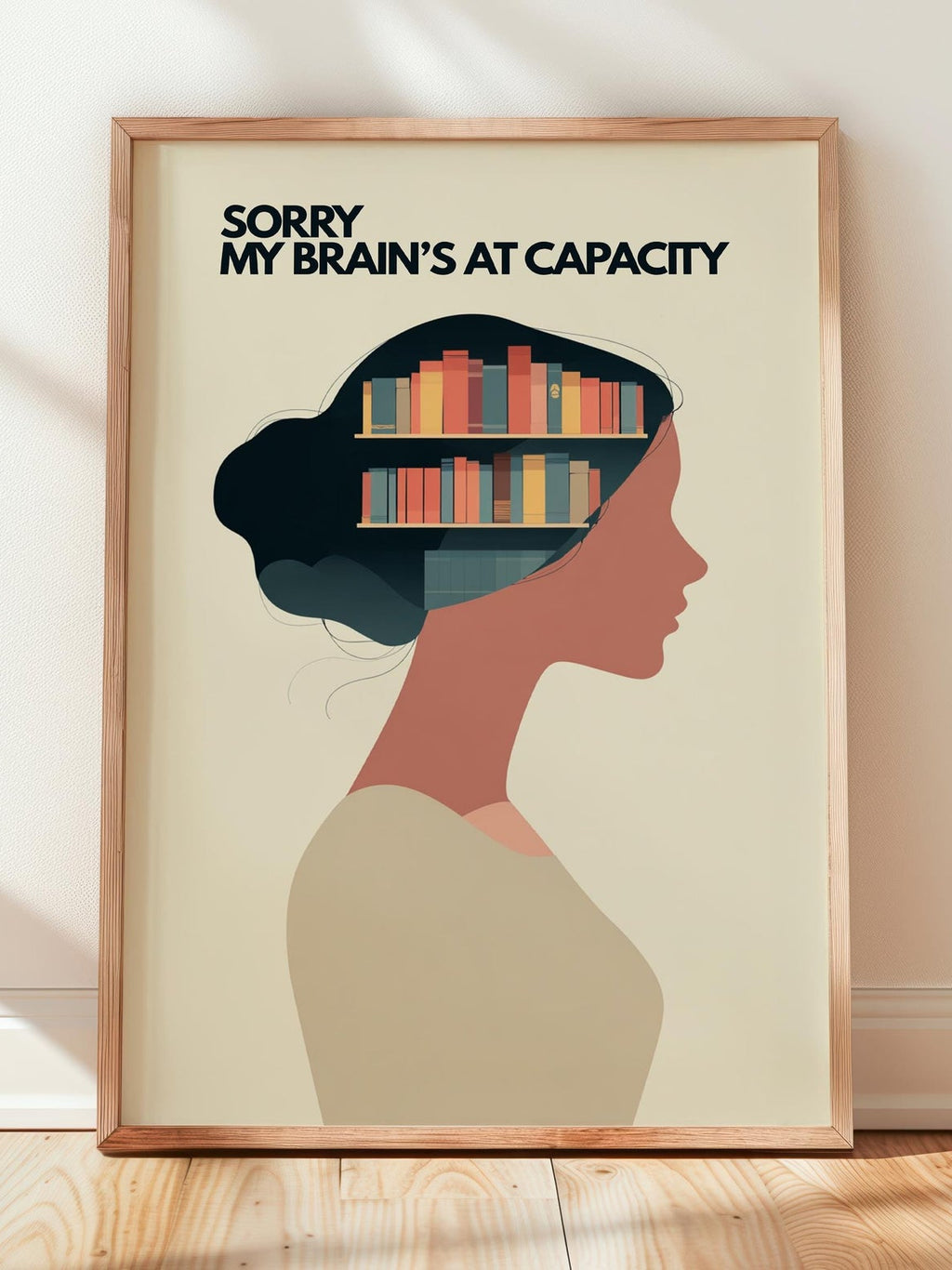 My Brains At Capacity Print | Funny Mental Library | Cozy Wall Decor | Book Lover Gift | Nook Poster | Reader Gift | Aesthetic Room Art - Book Poster Art Print Decor Bookish