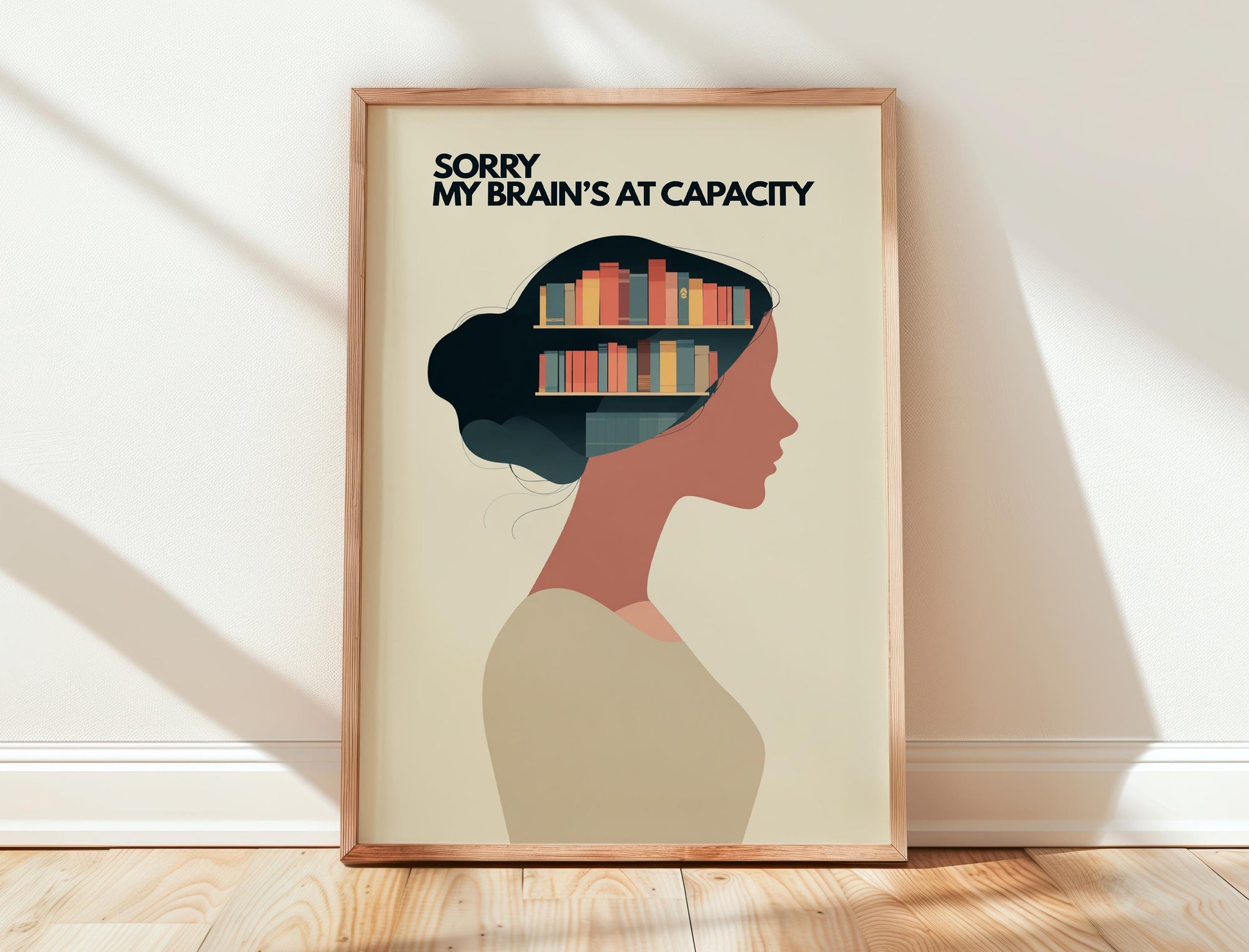 My Brains At Capacity Print | Funny Mental Library | Cozy Wall Decor | Book Lover Gift | Nook Poster | Reader Gift | Aesthetic Room Art - Book Poster Art Print Decor Bookish