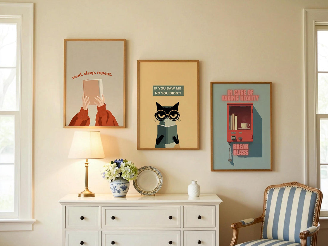 If You Saw Me No You Didnt Cat Print | Funny Sarcastic Cat | Cozy Wall Decor | Book Lover Gift | Nook Poster | Reader Gift | Aesthetic Art - Book Poster Art Print Decor Bookish (mockup)