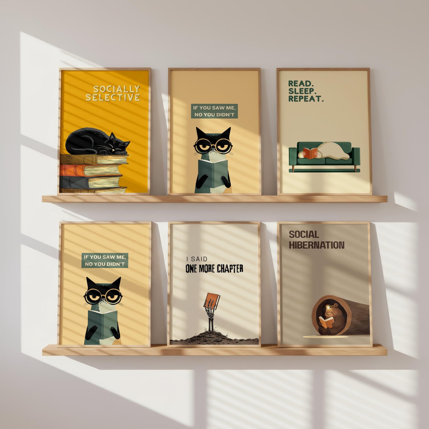 If You Saw Me No You Didnt Cat Print | Funny Sarcastic Cat | Cozy Wall Decor | Book Lover Gift | Nook Poster | Reader Gift | Aesthetic Art - Book Poster Art Print Decor Bookish