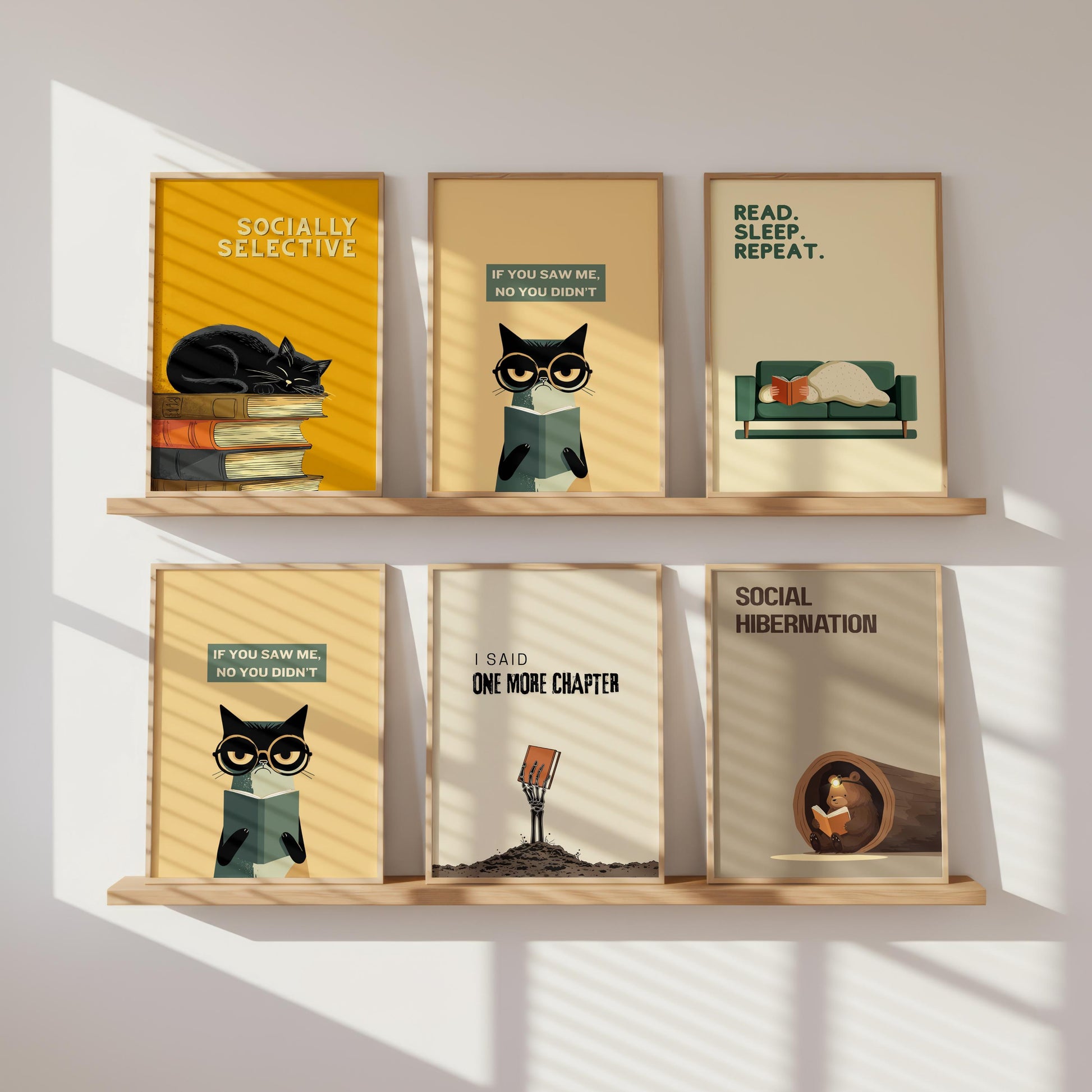 If You Saw Me No You Didnt Cat Print | Funny Sarcastic Cat | Cozy Wall Decor | Book Lover Gift | Nook Poster | Reader Gift | Aesthetic Art - Book Poster Art Print Decor Bookish