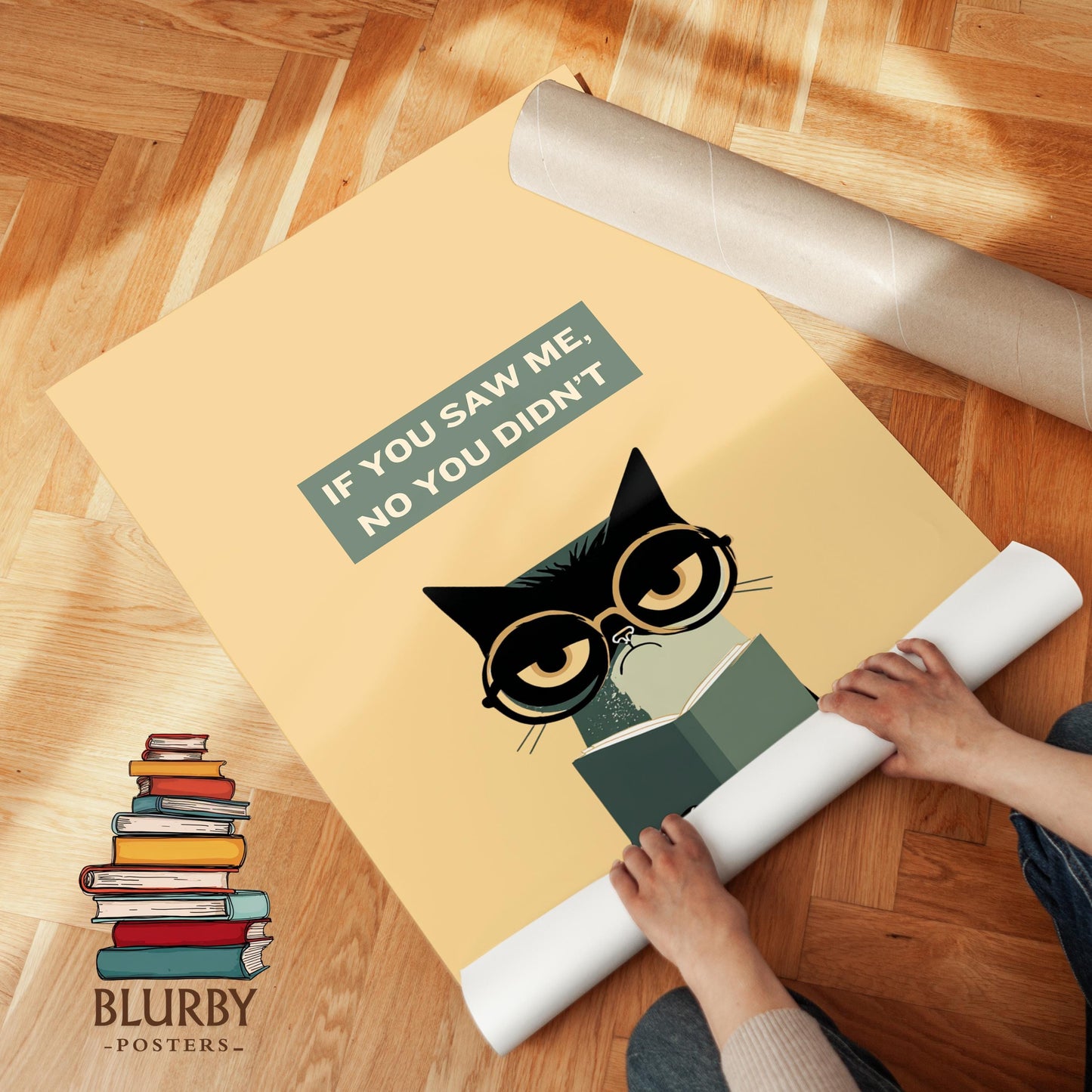 If You Saw Me No You Didnt Cat Print | Funny Sarcastic Cat | Cozy Wall Decor | Book Lover Gift | Nook Poster | Reader Gift | Aesthetic Art - Book Poster Art Print Decor Bookish