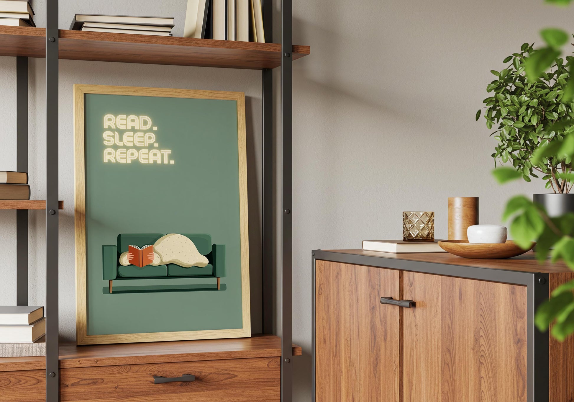 Read Sleep Repeat Print | Cozy Wall Decor | Book Lover Gift | Nook Poster | Reader Present | Aesthetic Room Art | Minimalist Home Decor - Book Poster Art Print Decor Bookish