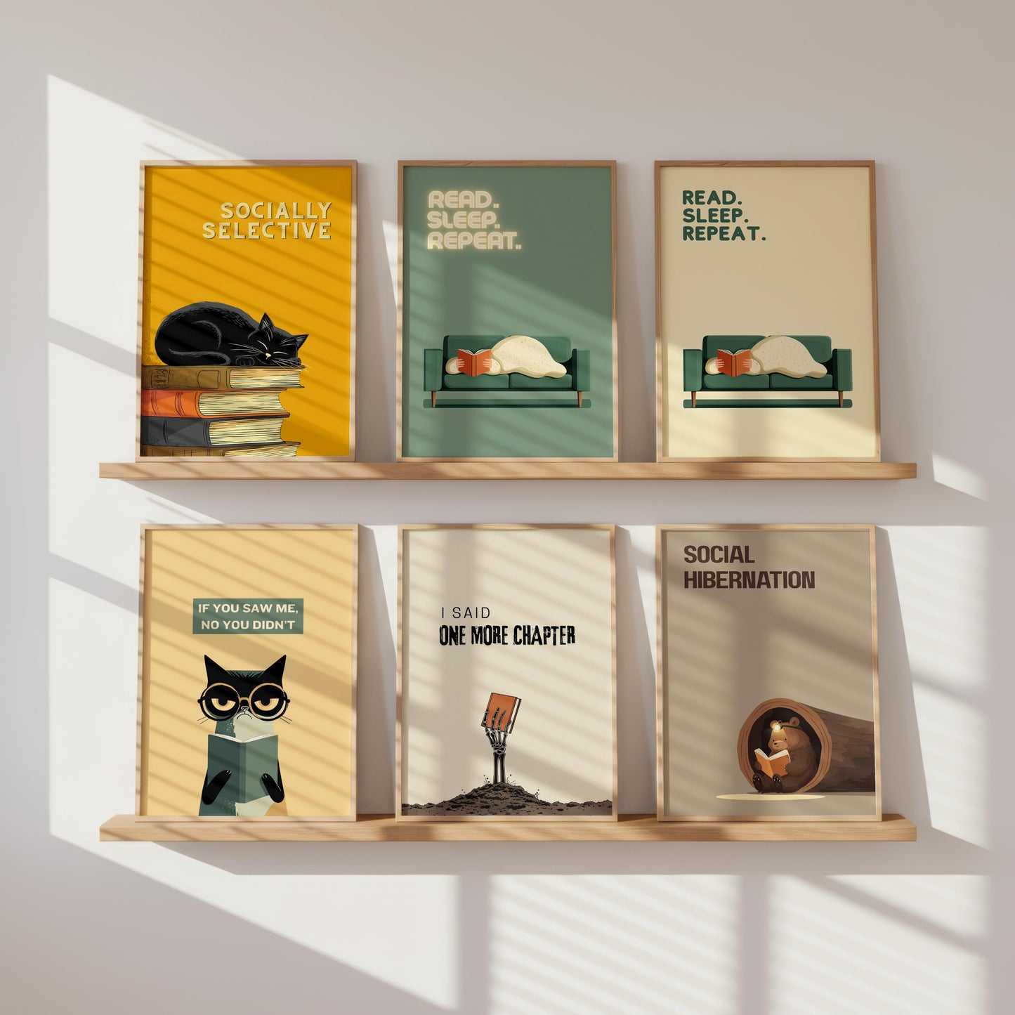 Read Sleep Repeat Print | Cozy Wall Decor | Book Lover Gift | Nook Poster | Reader Present | Aesthetic Room Art | Minimalist Home Decor - Book Poster Art Print Decor Bookish