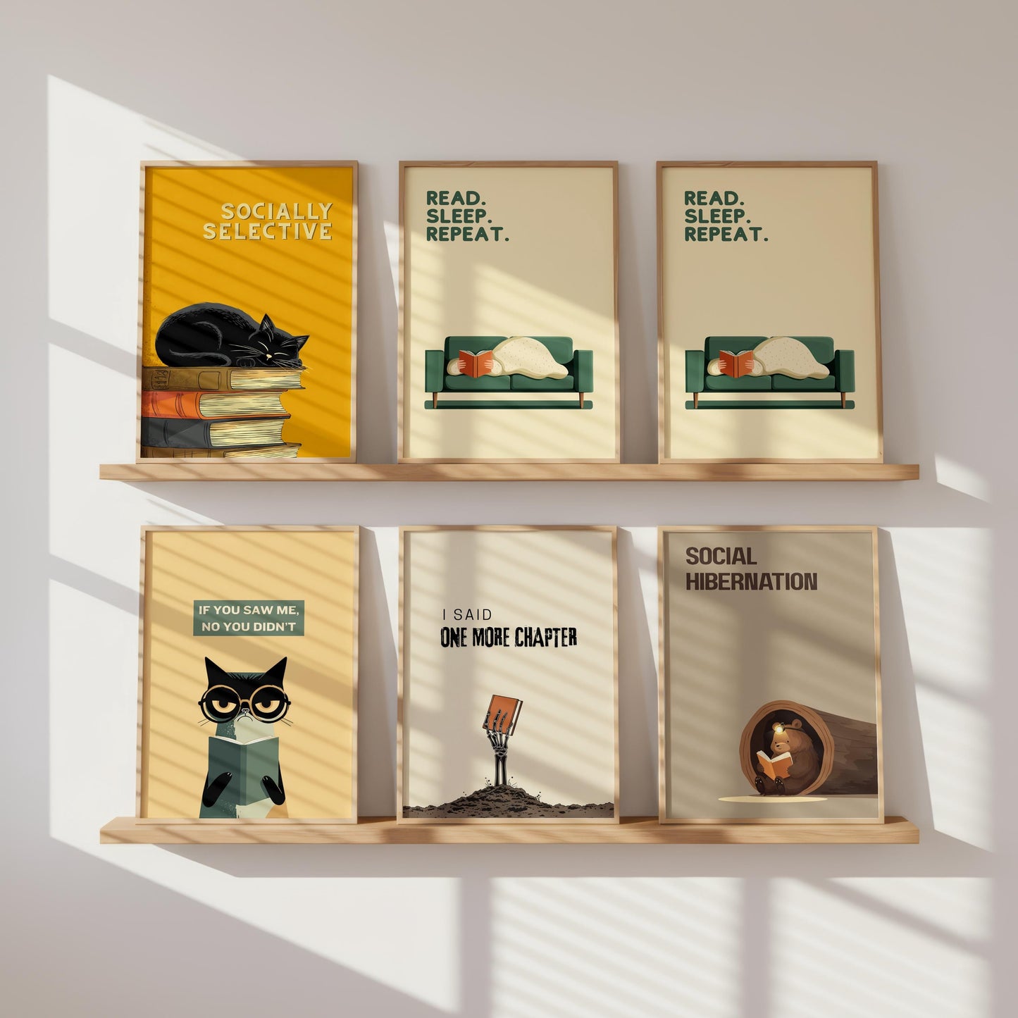 Read Sleep Repeat Print | Cozy Wall Decor | Book Lover Gift | Nook Poster | Reader Present | Aesthetic Room Art | Minimalist Home Decor - Book Poster Art Print Decor Bookish