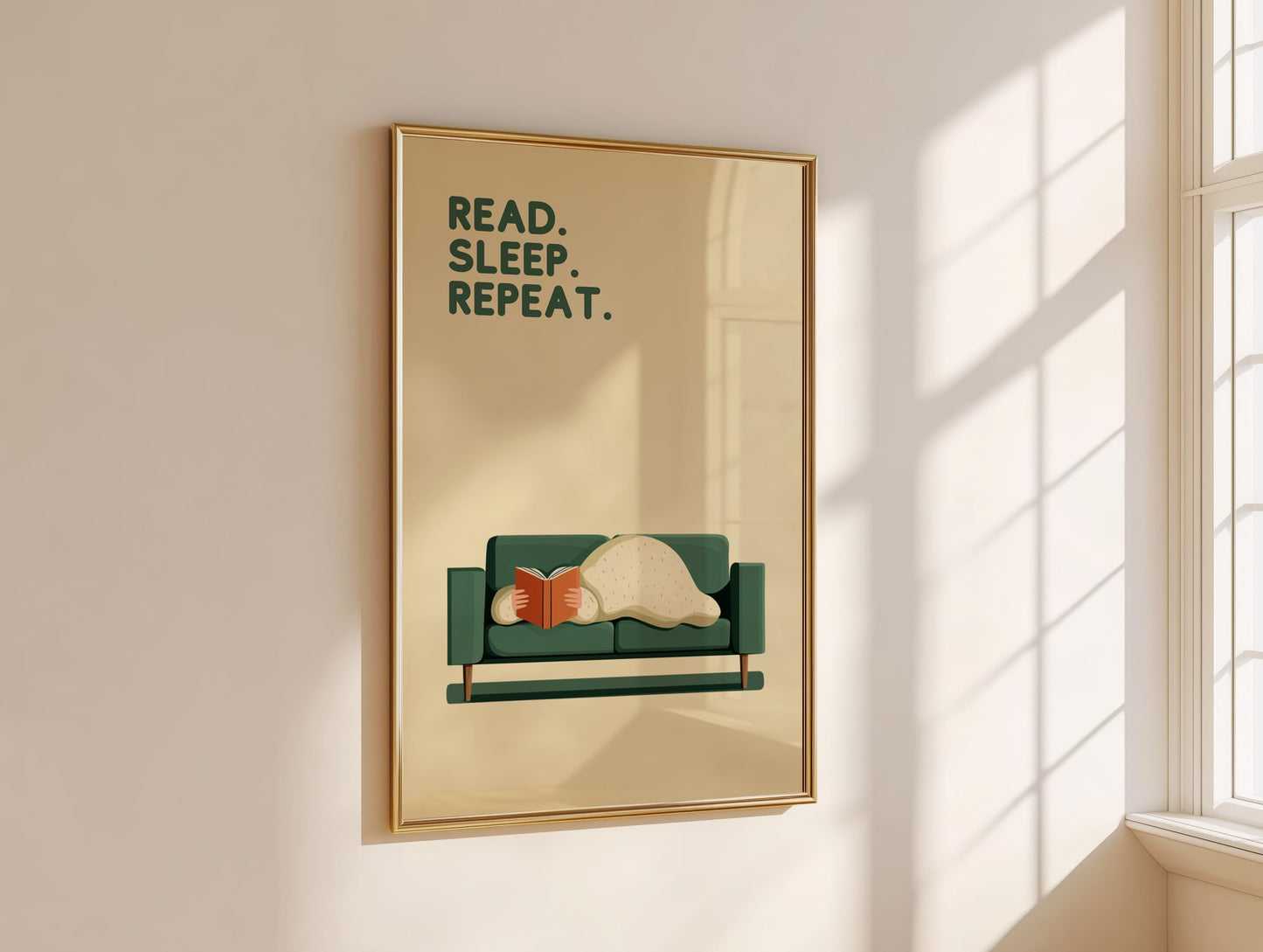 Read Sleep Repeat Print | Cozy Wall Decor | Book Lover Gift | Nook Poster | Reader Present | Aesthetic Room Art | Minimalist Home Decor - Book Poster Art Print Decor Bookish