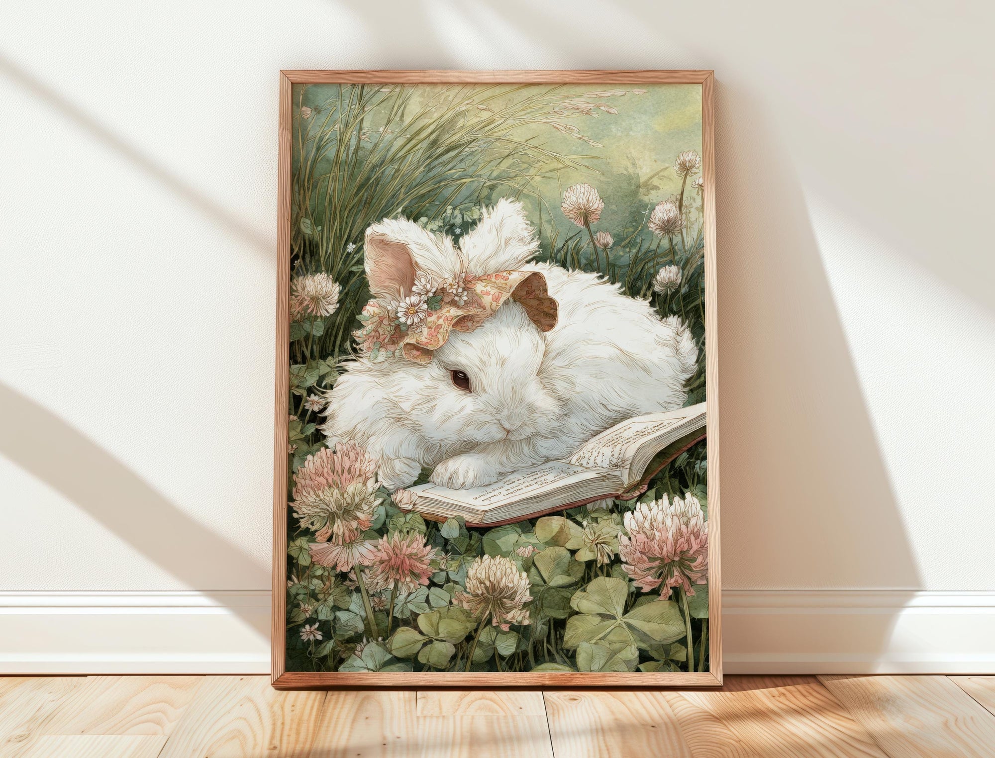 Cottagecore Bunny Reading Print | Cozy Wall Decor | Cute Gift For Book Lover | Book Nook Poster | Book Art | Aesthetic Room Art | - Book Poster Art Print Decor Bookish