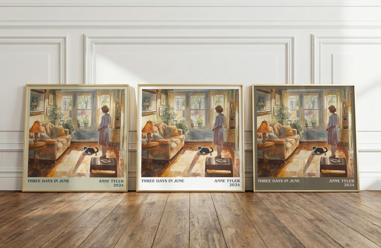Three Days In June literary print framed by window – literary home decor