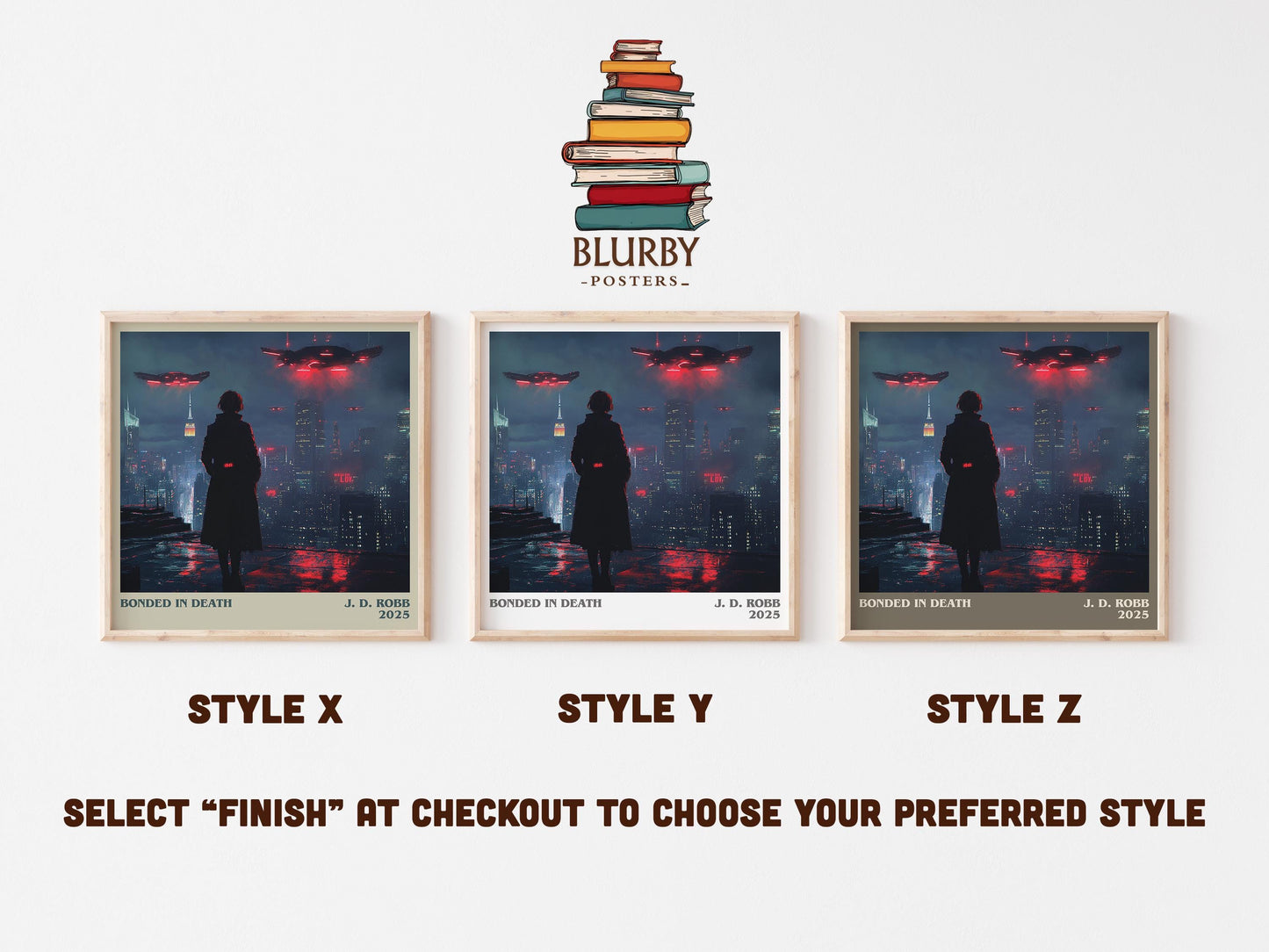 Bonded in Death literary art print colour and style options – J. D. Robb book art