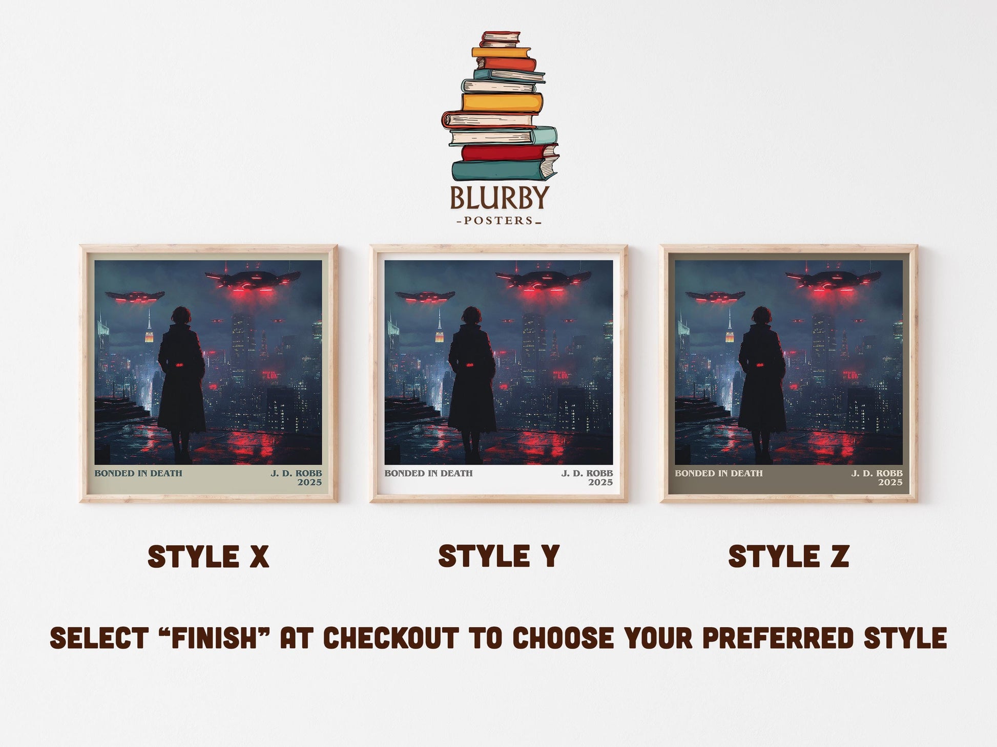 Bonded in Death literary art print colour and style options – J. D. Robb book art