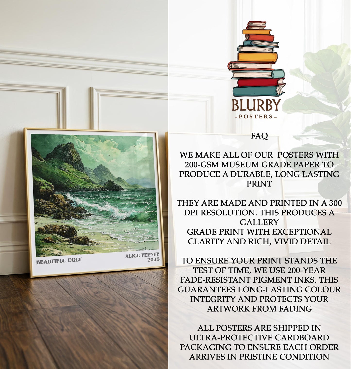 Beautiful Ugly by Alice Feeney | Book Poster | Literary Art Gift For Book Lover | Novel Inspired Wall Art | Free Delivery