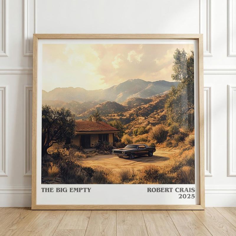 The Big Empty literary print in frame leaning in hallway – crime wall art