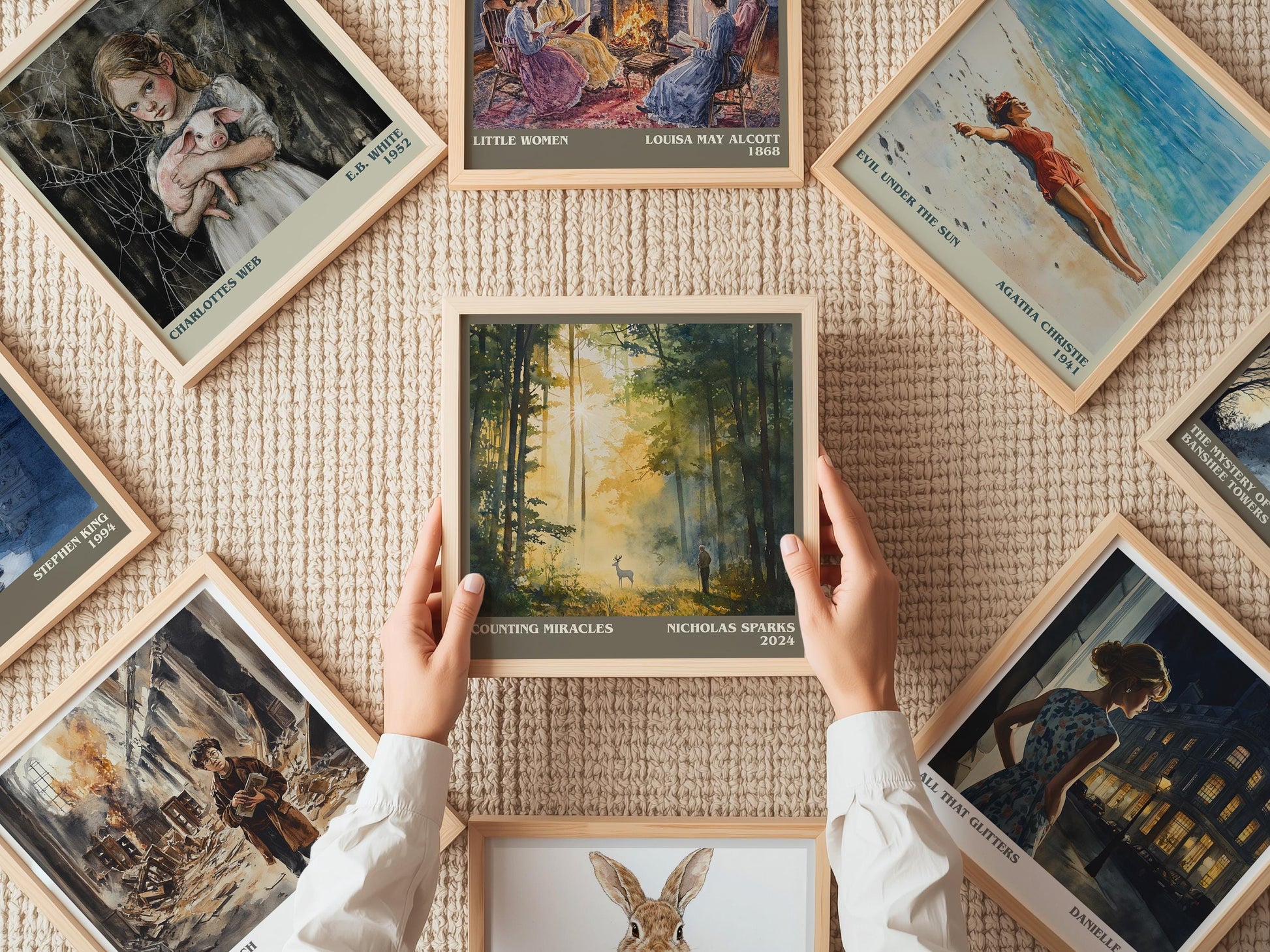 Counting Miracles literary print on bookshelf – Nicholas Sparks fan gift