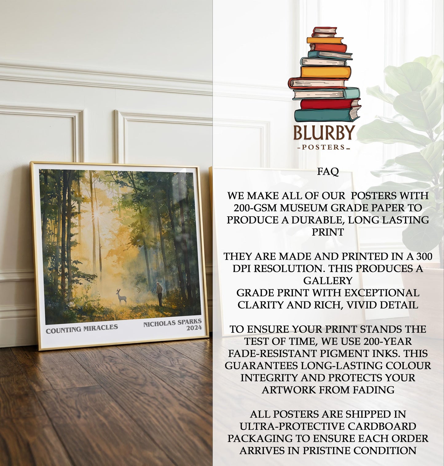 Counting Miracles by Nicholas Sparks | Book Poster | Literary Art Gift For Book Lover | Novel Inspired Wall Art | Free Delivery
