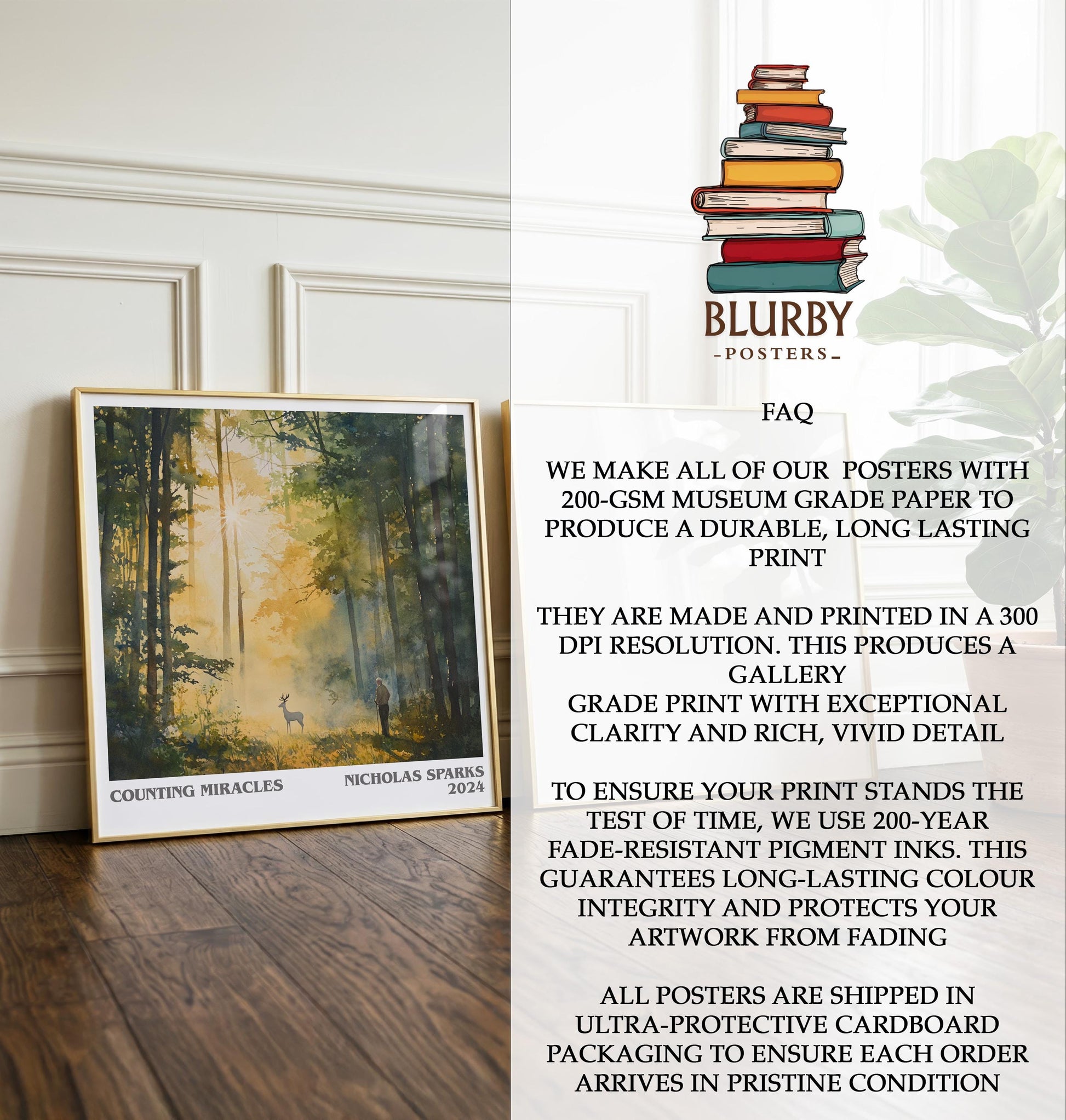 Counting Miracles by Nicholas Sparks | Book Poster | Literary Art Gift For Book Lover | Novel Inspired Wall Art | Free Delivery