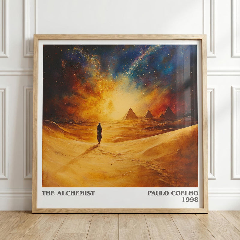The Alchemist literary print in frame leaning in hallway – adventure wall art