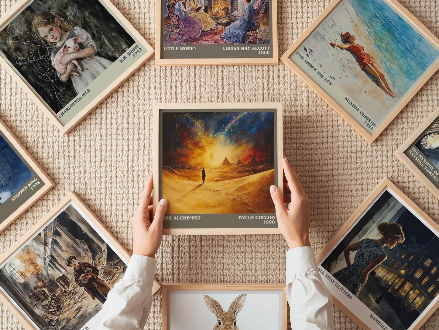 The Alchemist literary print on bookshelf – Paulo Coelho fan gift