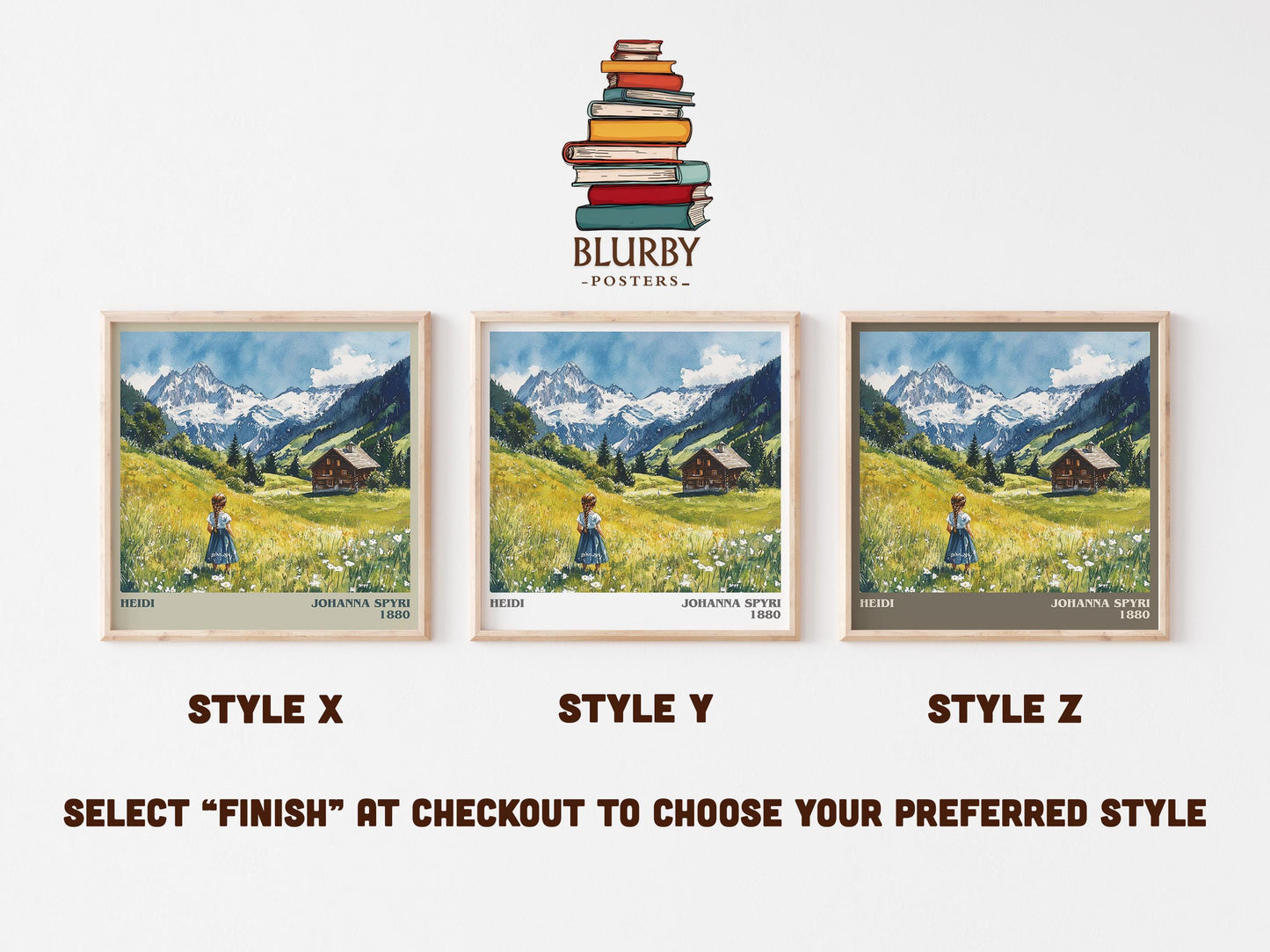 Heidi literary art print colour and style options – Johanna Spyri book art