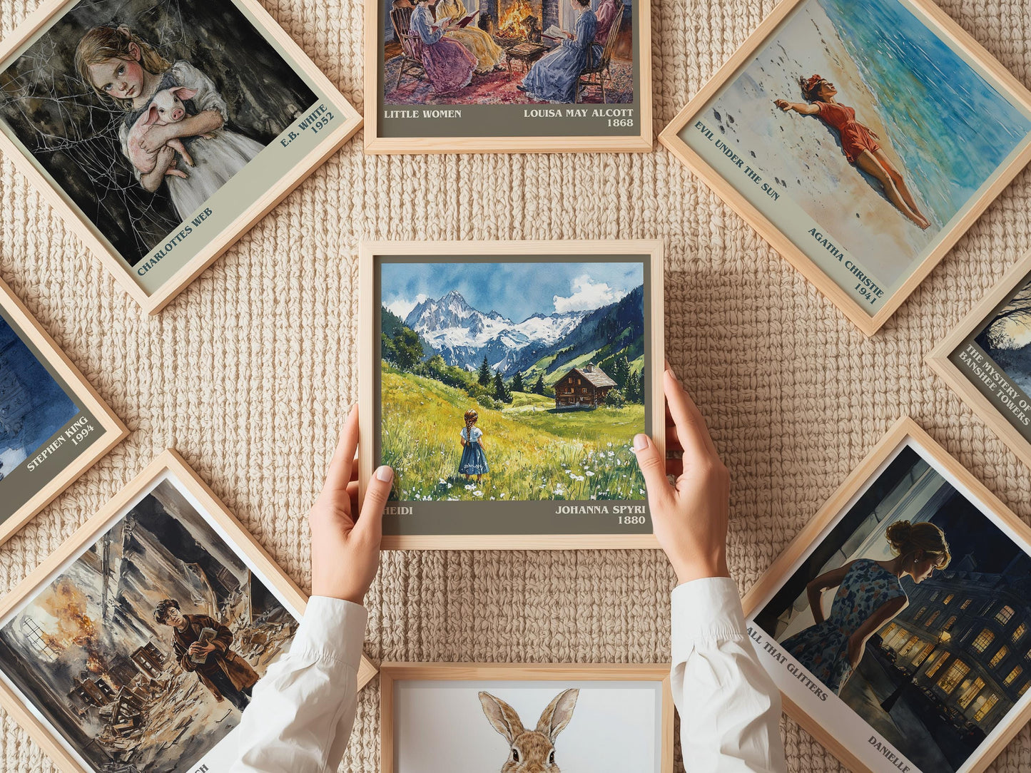 Heidi literary print on bookshelf – Johanna Spyri fan gift