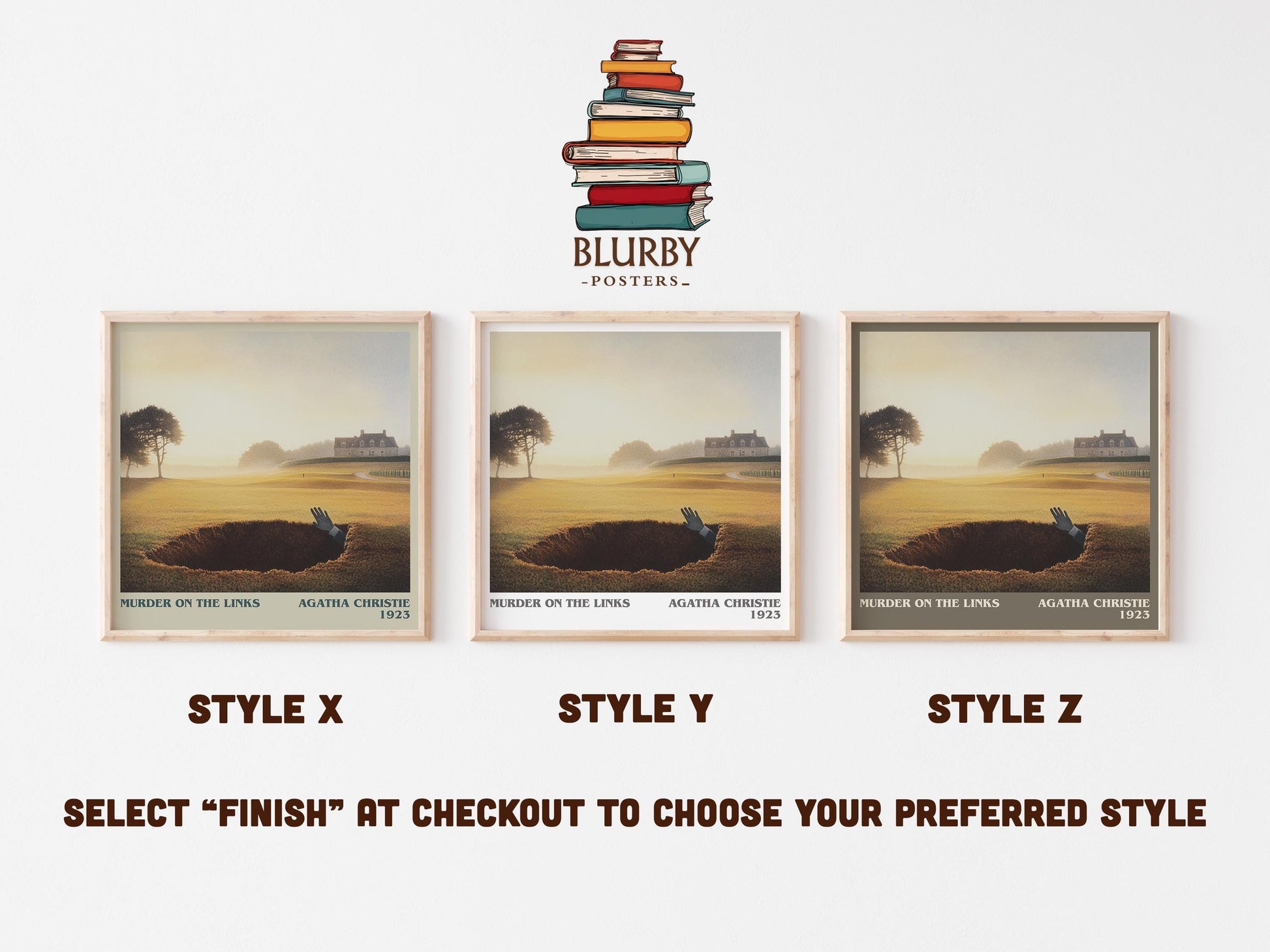 The Murder on the Links literary art print colour and style options – Agatha Christie book art