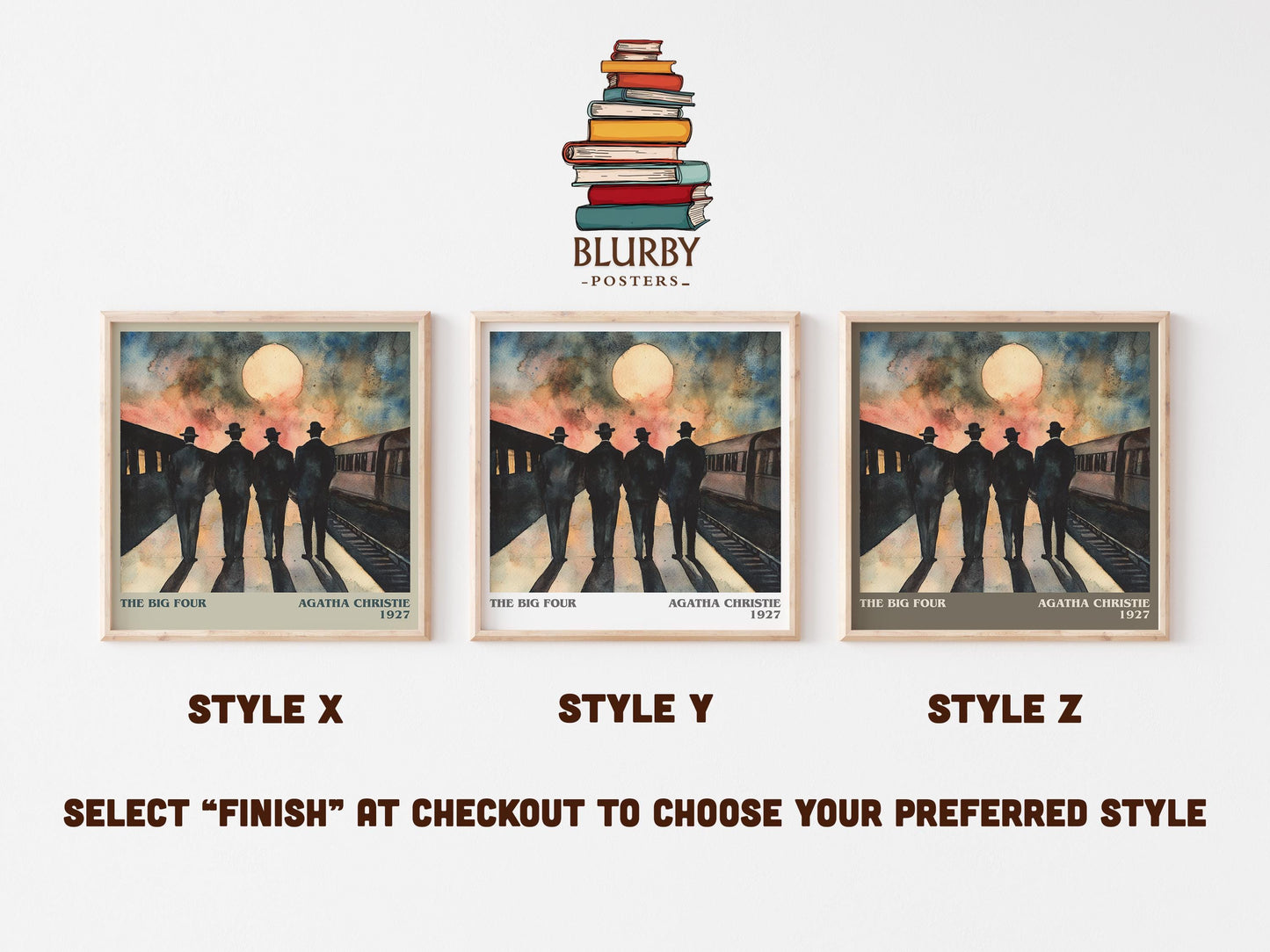 The Big Four literary art print colour and style options – Agatha Christie book art