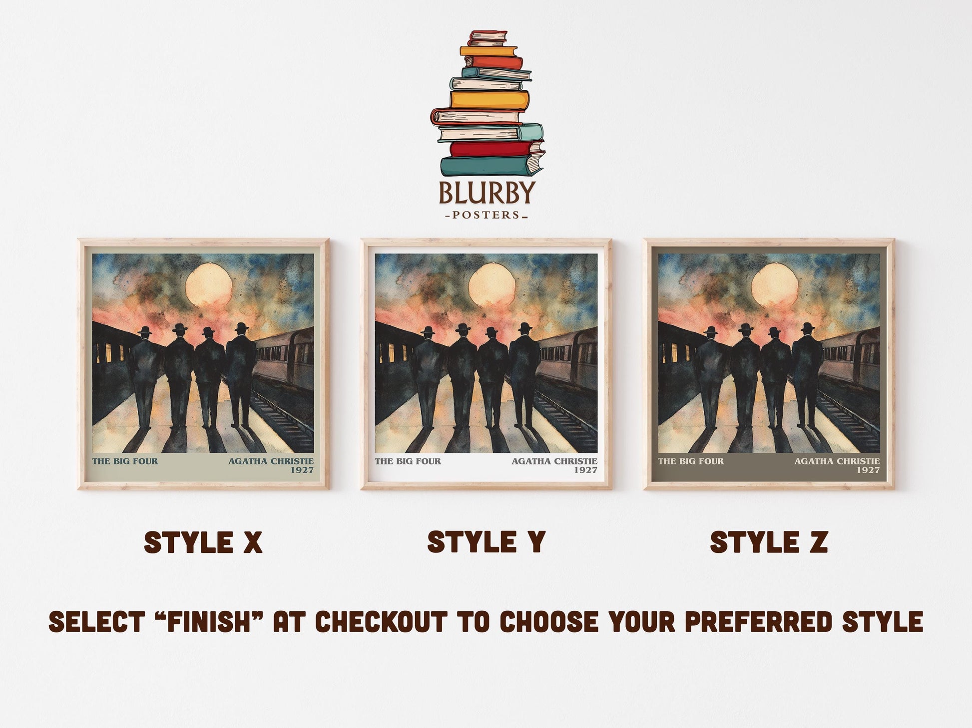 The Big Four literary art print colour and style options – Agatha Christie book art