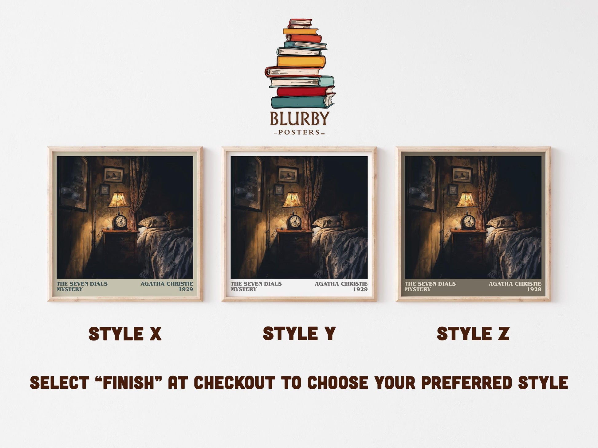 The Seven Dials Mystery literary art print colour and style options – Agatha Christie book art