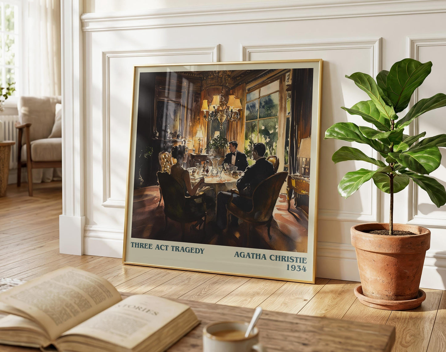 Three Act Tragedy literary poster paired in gallery wall – literary art prints