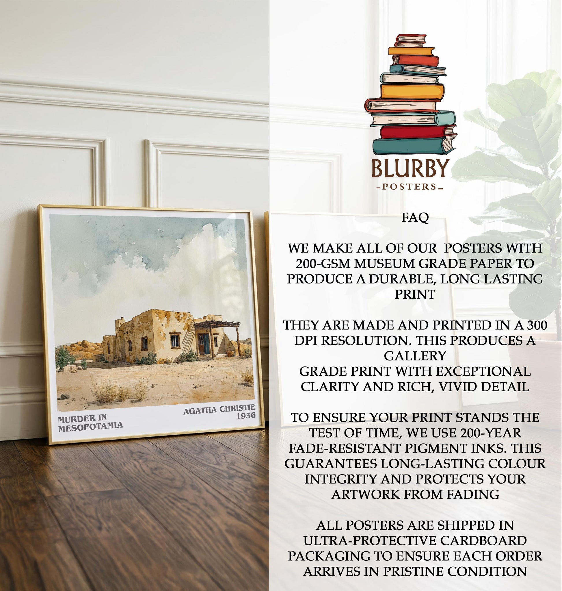Murder In Mesopotamia by Agatha Christie | Book Poster | Literary Art Gift For Book Lover | Novel Inspired Wall Art | Free Delivery