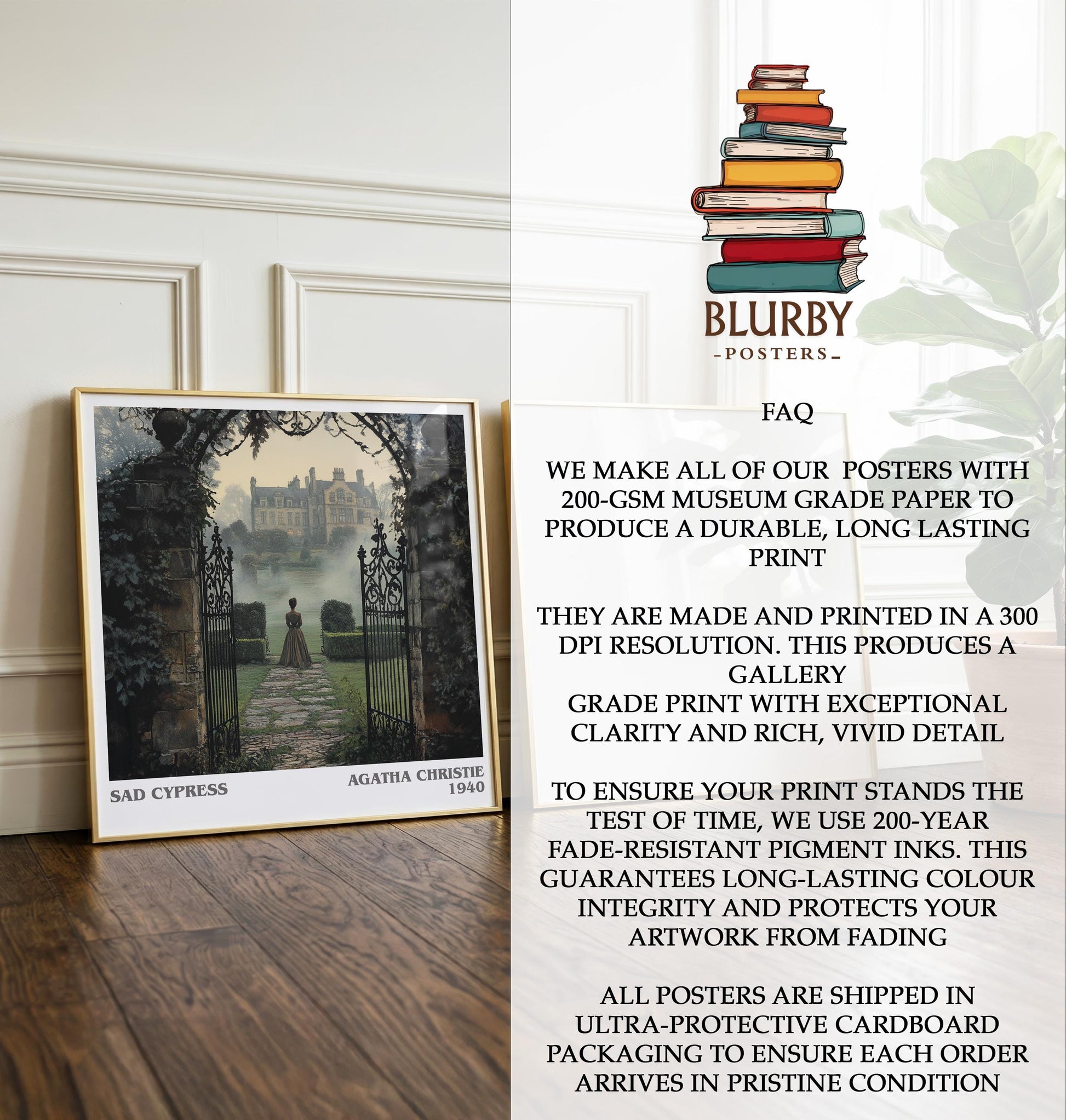 Sad Cypress by Agatha Christie | Book Poster | Literary Art Gift For Book Lover | Novel Inspired Wall Art | Free Delivery