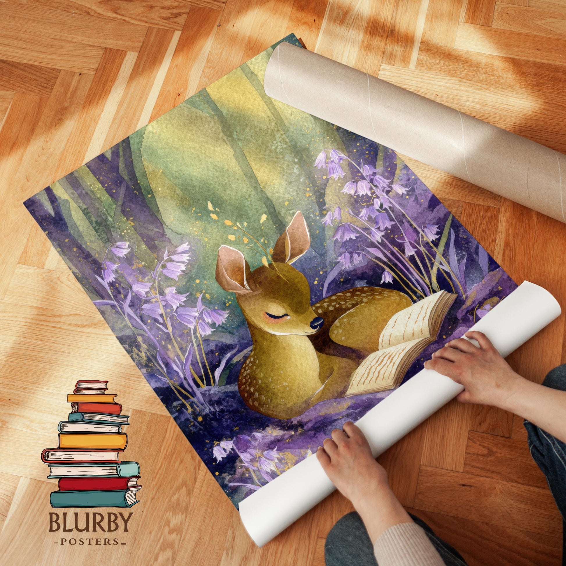 Deer Reading Print | Cozy Wall Decor | Cute Gift For Book Lover | Book Nook Poster | Book Art | Aesthetic Room Art | Home Decor Poster - Book Poster Art Print Decor Bookish