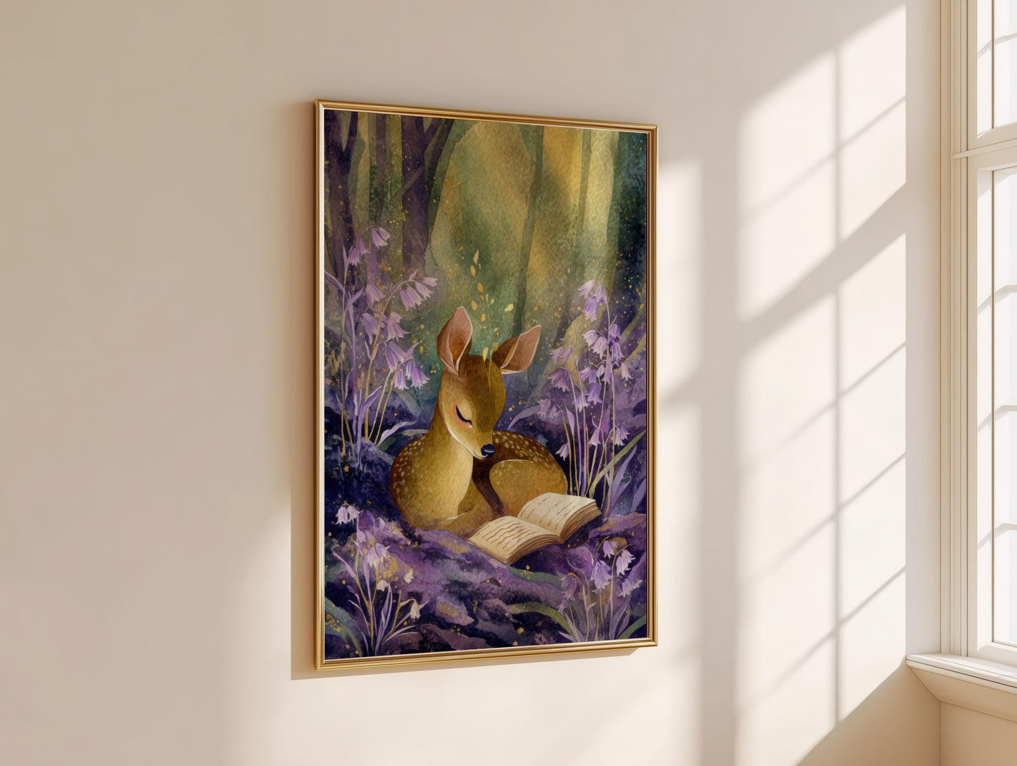 Deer Reading Print | Cozy Wall Decor | Cute Gift For Book Lover | Book Nook Poster | Book Art | Aesthetic Room Art | Home Decor Poster - Book Poster Art Print Decor Bookish