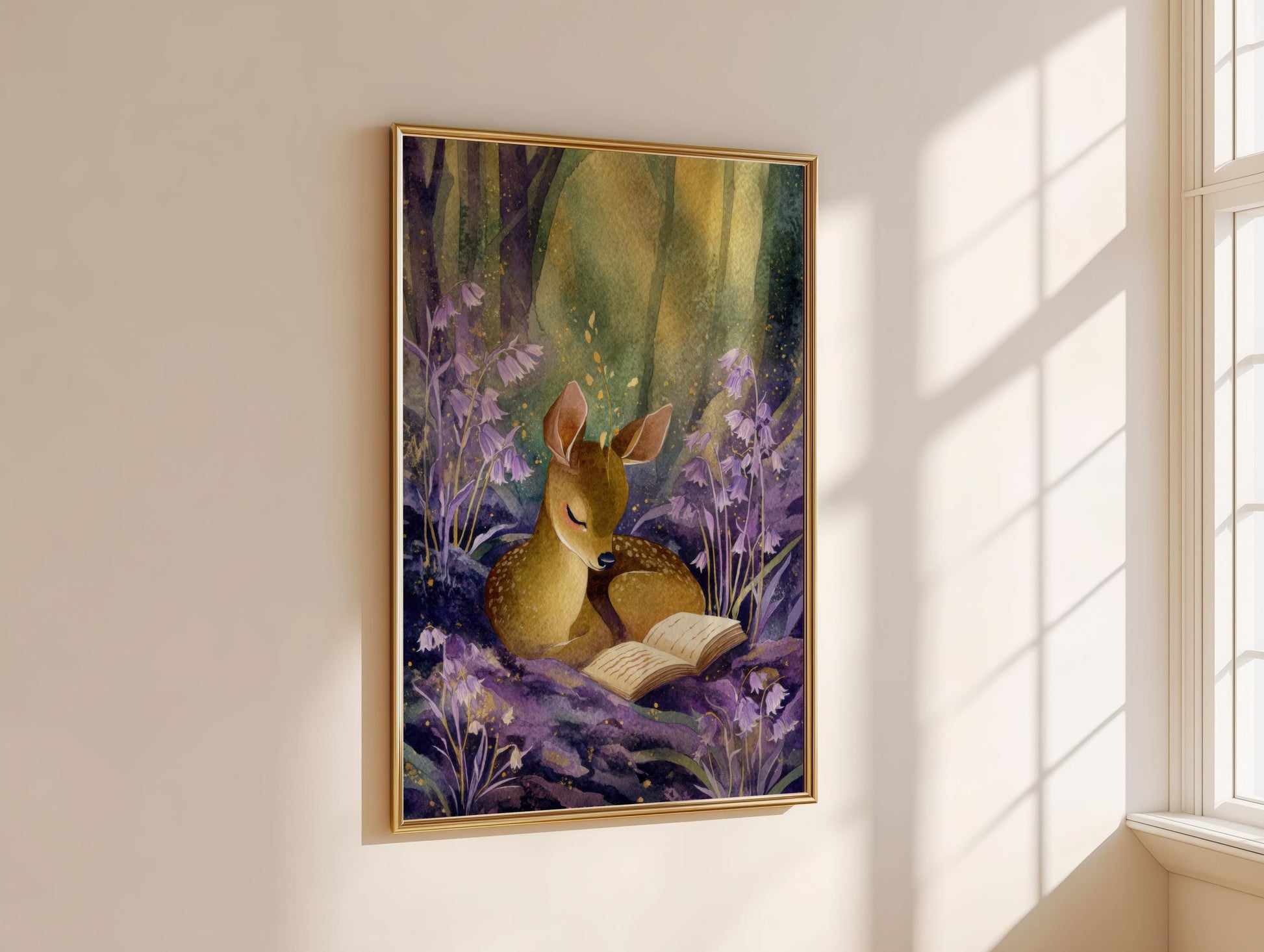 Deer Reading Print | Cozy Wall Decor | Cute Gift For Book Lover | Book Nook Poster | Book Art | Aesthetic Room Art | Home Decor Poster - Book Poster Art Print Decor Bookish