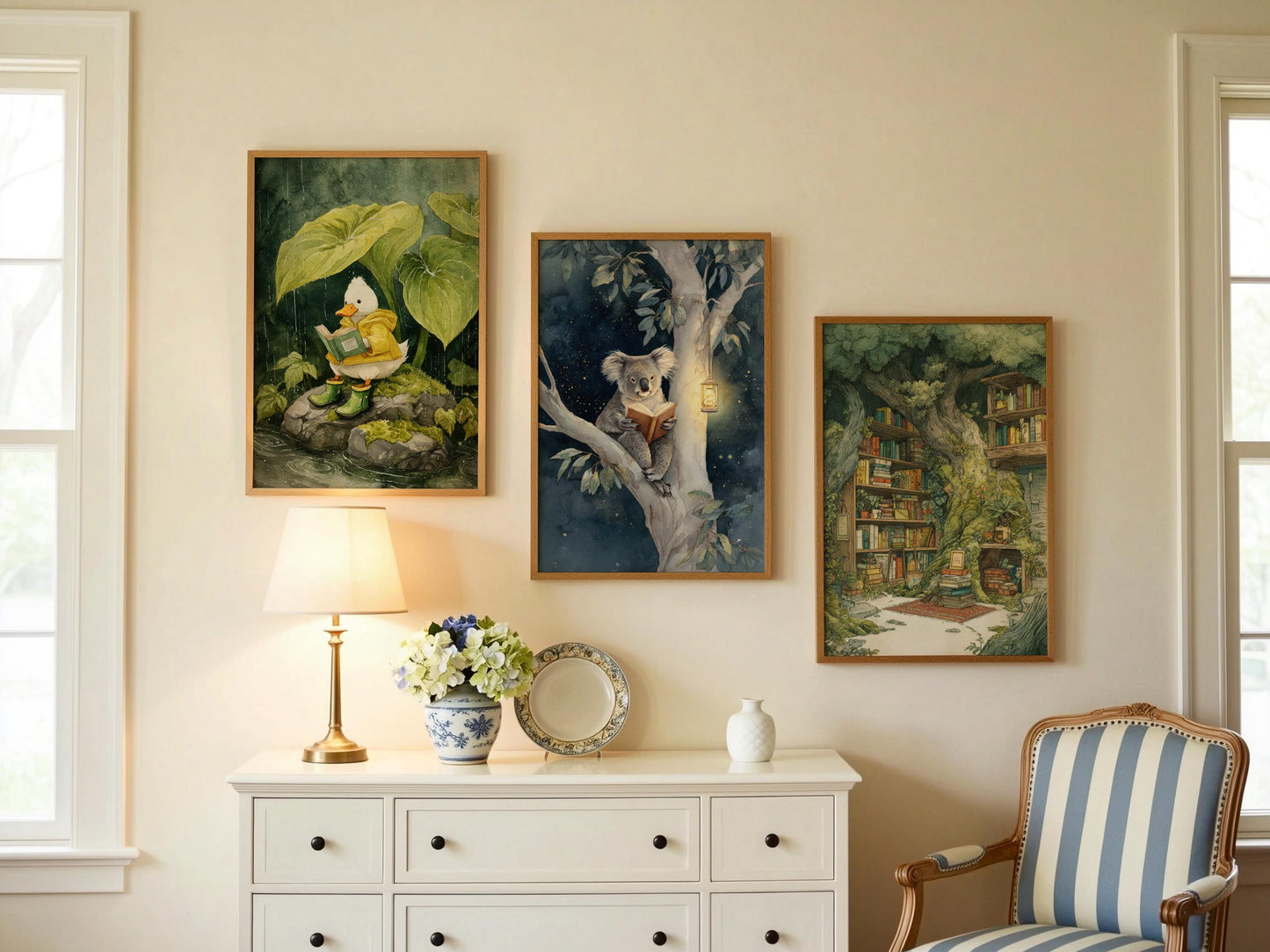 Koala Reading in Tree Print | Cozy Wall Decor | Cute Gift For Book Lover | Book Nook Poster | Book Art | Aesthetic Room Art | Home Decor - Book Poster Art Print Decor Bookish