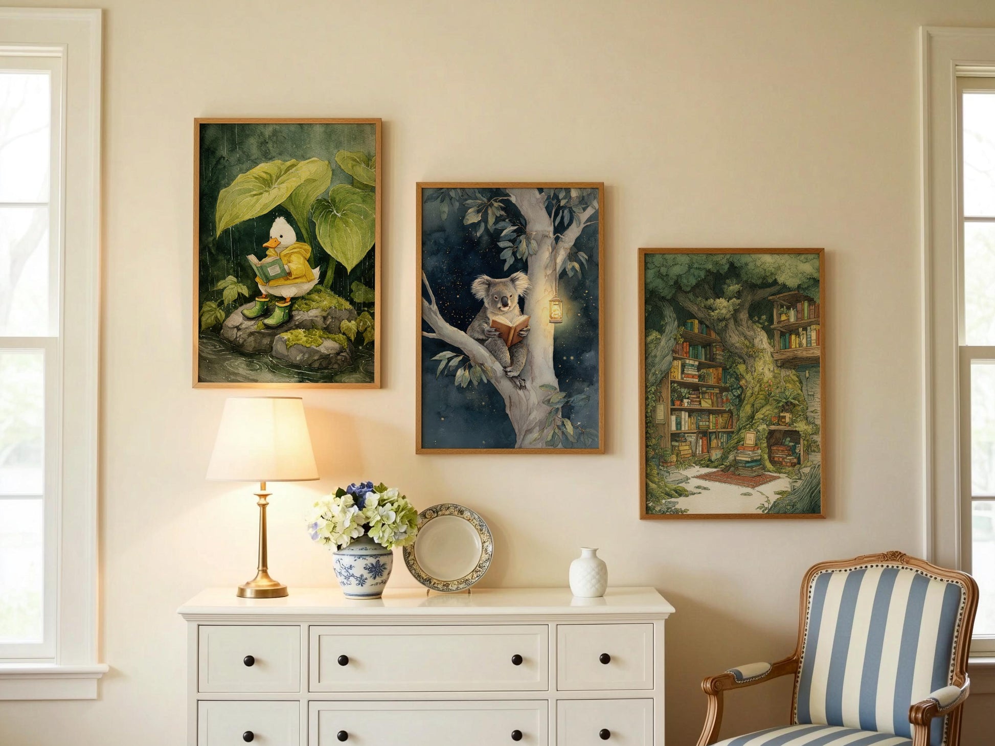 Koala Reading in Tree Print | Cozy Wall Decor | Cute Gift For Book Lover | Book Nook Poster | Book Art | Aesthetic Room Art | Home Decor - Book Poster Art Print Decor Bookish