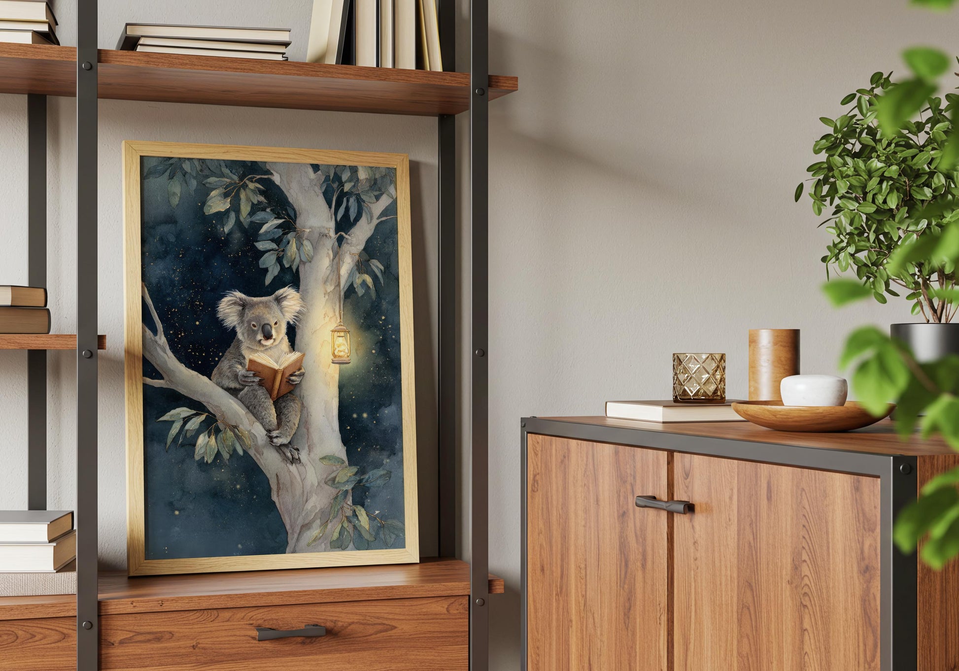Koala Reading in Tree Print | Cozy Wall Decor | Cute Gift For Book Lover | Book Nook Poster | Book Art | Aesthetic Room Art | Home Decor - Book Poster Art Print Decor Bookish