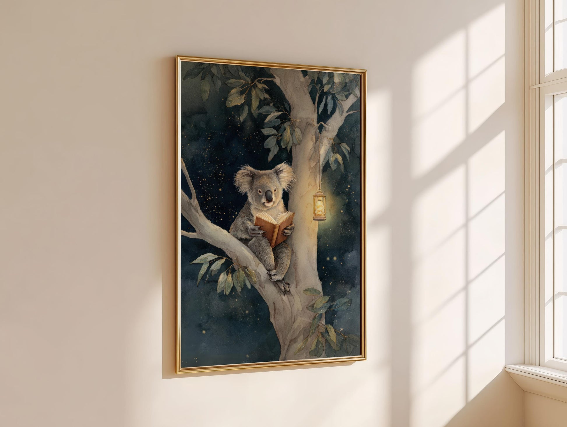 Koala Reading in Tree Print | Cozy Wall Decor | Cute Gift For Book Lover | Book Nook Poster | Book Art | Aesthetic Room Art | Home Decor - Book Poster Art Print Decor Bookish