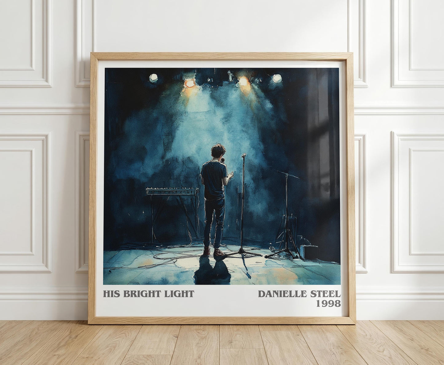 His Bright Light literary print in frame leaning in hallway – memoir wall art