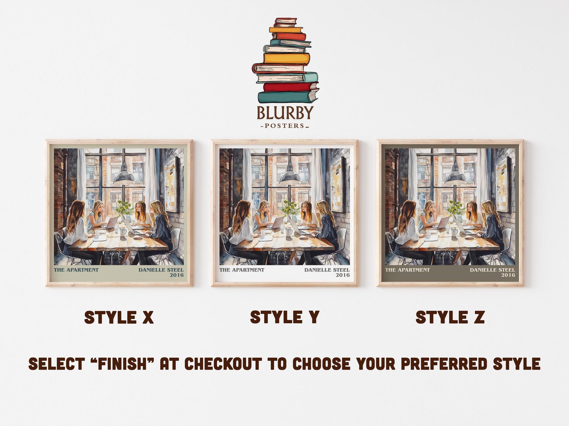 The Apartment literary art print colour and style options – Danielle Steel book art