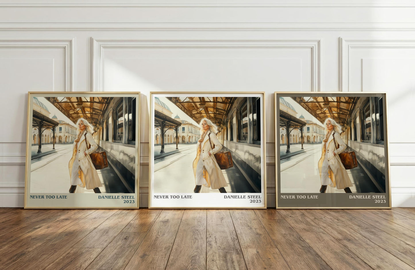 Never Too Late literary print framed by window – literary home decor