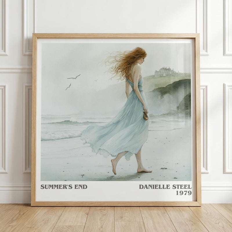 Summer's End literary print in frame leaning in hallway – romance wall art