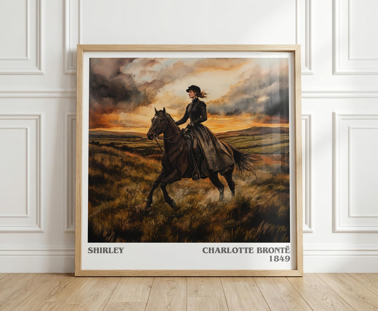 Shirley literary print in frame leaning in hallway – historical fiction wall art