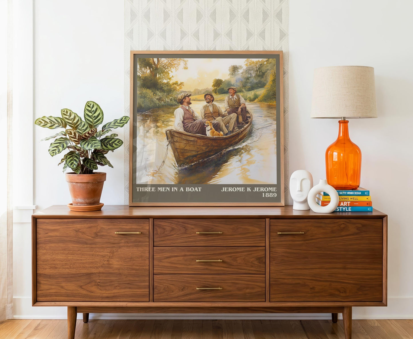 Three Men in a Boat literary literary print detail – Jerome K. Jerome book art